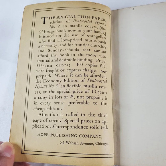Pentecostal Hymns No. 2 Evangelists Edition 1898 By Henry Date Vintage Gospel - Picture 8 of 8